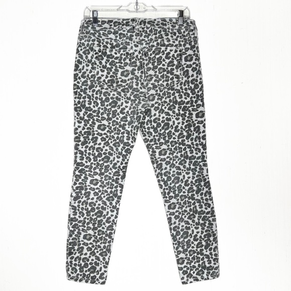 Loft Leopard Print Light Cream Black Cropped Skinny Jeans, Size 4 Petite, 27P - Picture 3 of 14